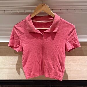 American Eagle Outfitters Coral Pink Cropped Polo